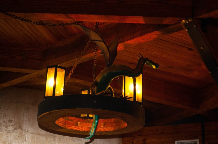 small dragon roosting on the light 