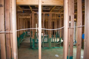 Wiring running thru the studs.