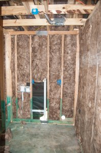 Wall insulation plus some pipes in the laundry room.