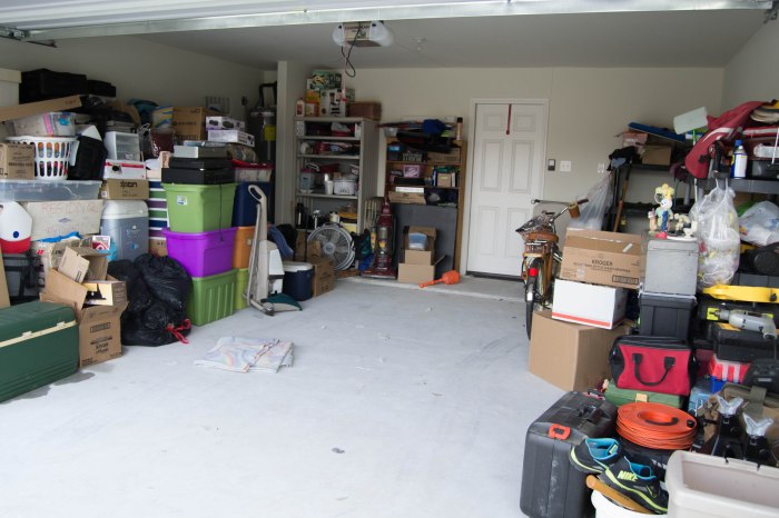 A garage full of belongings 